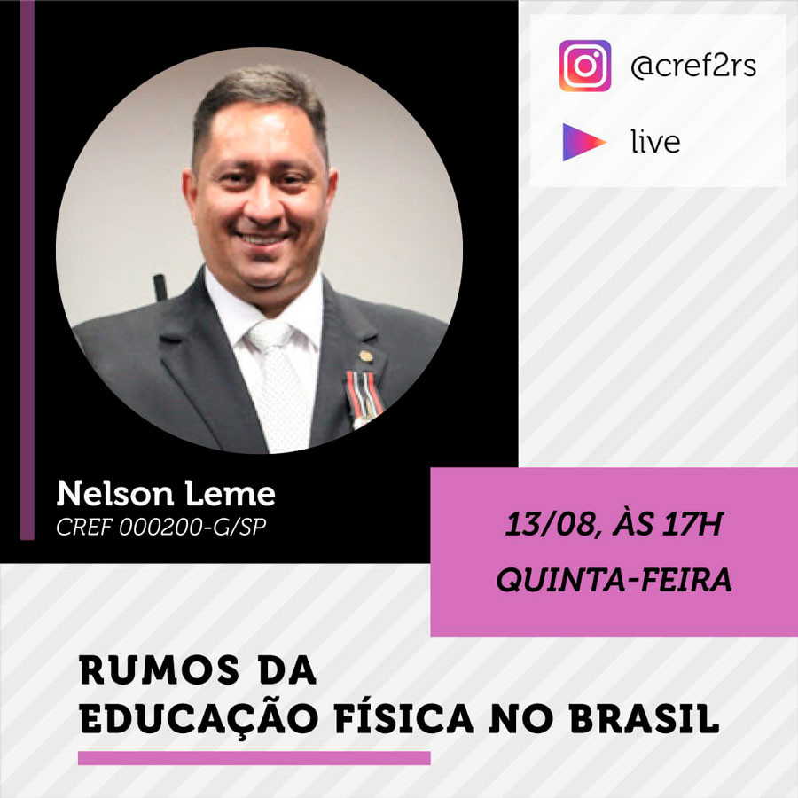 Professor Nelson Leme da Silva Júnior fará live no CREF2/RS